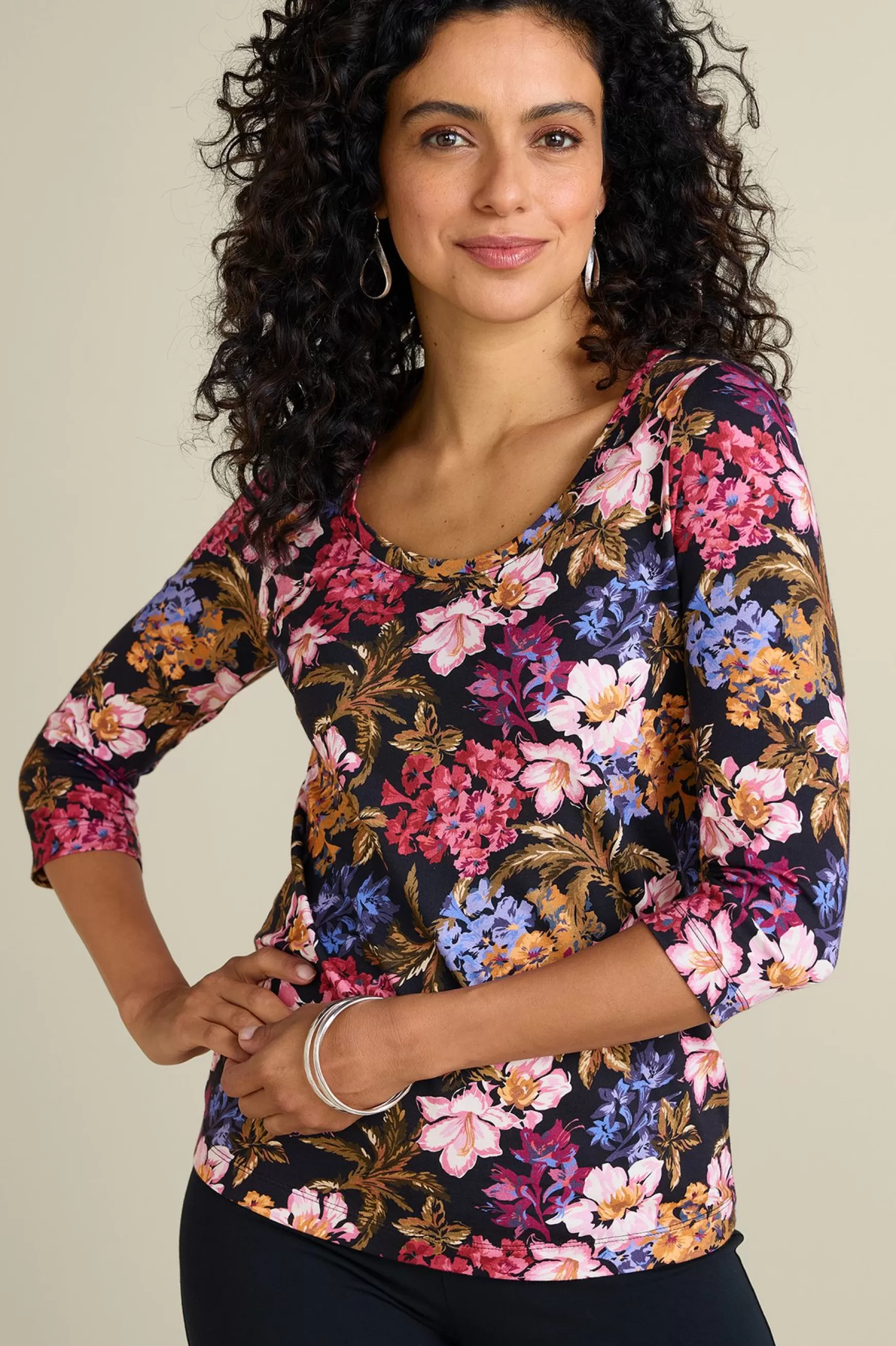 Soft Surroundings Soft Essential Styles | Feminine Flourish-Soft Essential™ SUPIMA® 3/4 Sleeve Tee