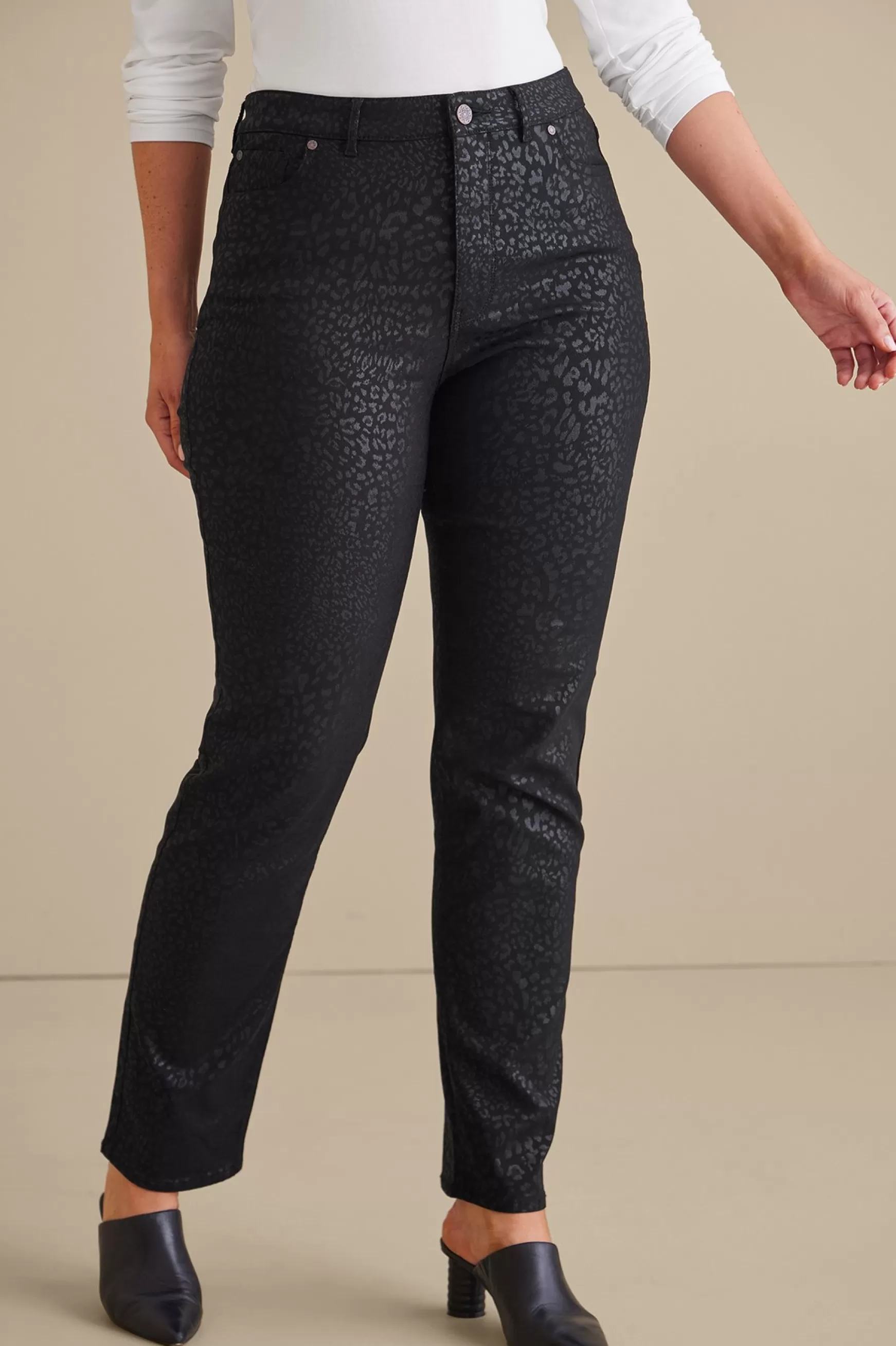 Soft Surroundings leggings | full length-Ultimate Denim Animal Straight Leg Jeans